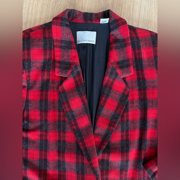 Vintage Red Plaid Holiday Wool Blazer - Picture 5 of 9